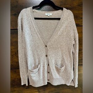 Madewell Landscape Cardigan Sweater in Tan Marled Knit Size S